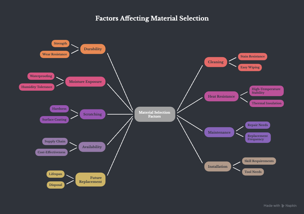 Material selection can involve considerations such as_ - visual selection